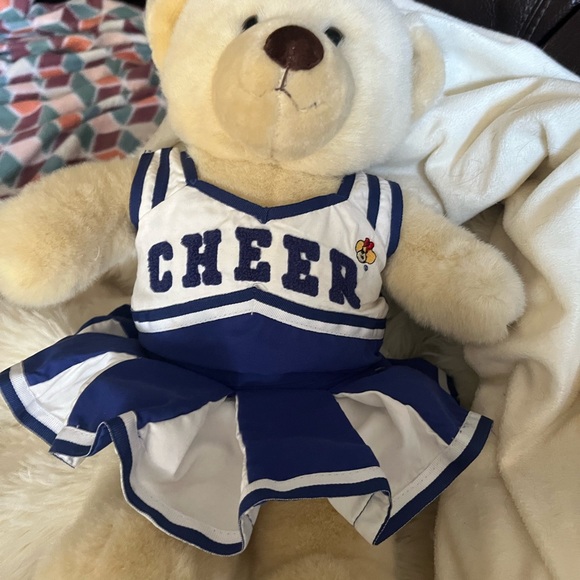 Build A Bear BABW Teddy Beige Brown Cheerleader Blue White 16" Stuffed Plush. - Picture 2 of 7